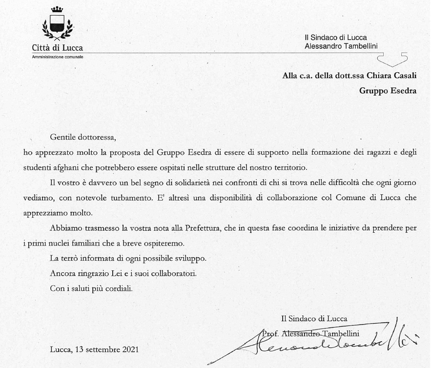lettera sindaco lucca