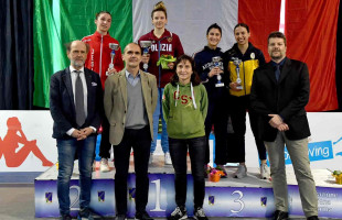 Premiazione e podio campionato italiano di scherma a Lucca sabato 10 marzo 