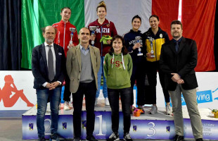 Premiazione e podio campionato italiano di scherma a Lucca sabato 10 marzo
